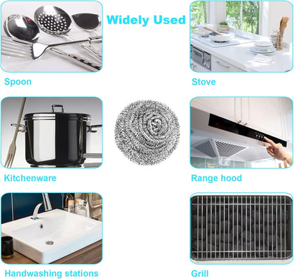 15 Pack Steel Wool Scrubber, Metal Kitchen Scrubbing Sponges, Dishwashing Scouring Pads Heavy Duty, Premium Stainless Steel Scrubbers for Cleaning Dishes Pots and Pans Bathroom Oven (Sliver) by VOPTON