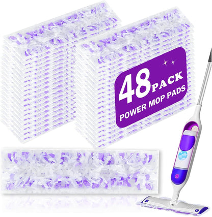 50 Pack Disposable PowerMop Refill Pads for Swiffer Power Mop - 5X Cleaning Power Mop Pads, Compatible with Swiffer Wet Pads Refill, 12 Layers Thickened Durable | Heavy-Duty Absorbent