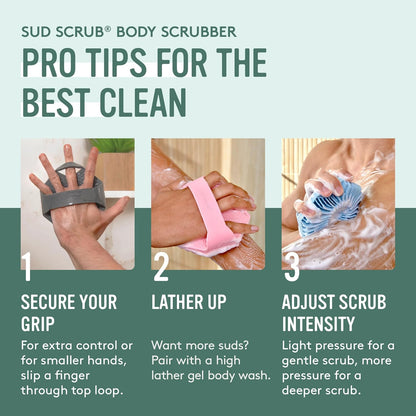Sud Scrub® Antimicrobial Silicone Body Scrubber, Exfoliating Body Brush for Sensitive Skin, Antibacterial Shower Scrubber for Body, Bathroom Essentials for Men & Women, Charcoal