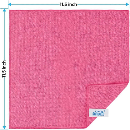 HOMEXCEL Microfiber Cleaning Cloth 210GSM, Pack of 12, Size:11.5" x 11.5", Ultra-Soft, High-Density Non-Abrasive Cleaning Towels for Cars, Glass, Kitchen, Reusable Rags, Blue/Green/Yellow/Pink