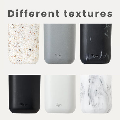 Vigar Zense Toilet Brush and Holder Set, Toilet Bowl Brush with Polyresin Stone Holder, Bathroom Sets for Bathroom Decor and Accessories, Terrazzo
