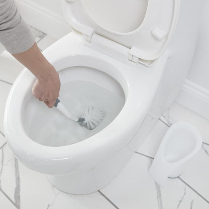 Clorox Covered Toilet Brush and Caddy with Splash Guard & Non-Skid Base, 2-Piece, White