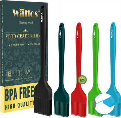 Walfos Silicone Basting Pastry Brush, Heat Resistant Pastry Brush Set, Strong Steel Core and One-Pieces Design, Perfect for BBQ Grill Baking Kitchen Cooking, BPA Free and Dishwasher Safe, 2 Pcs (Blue)