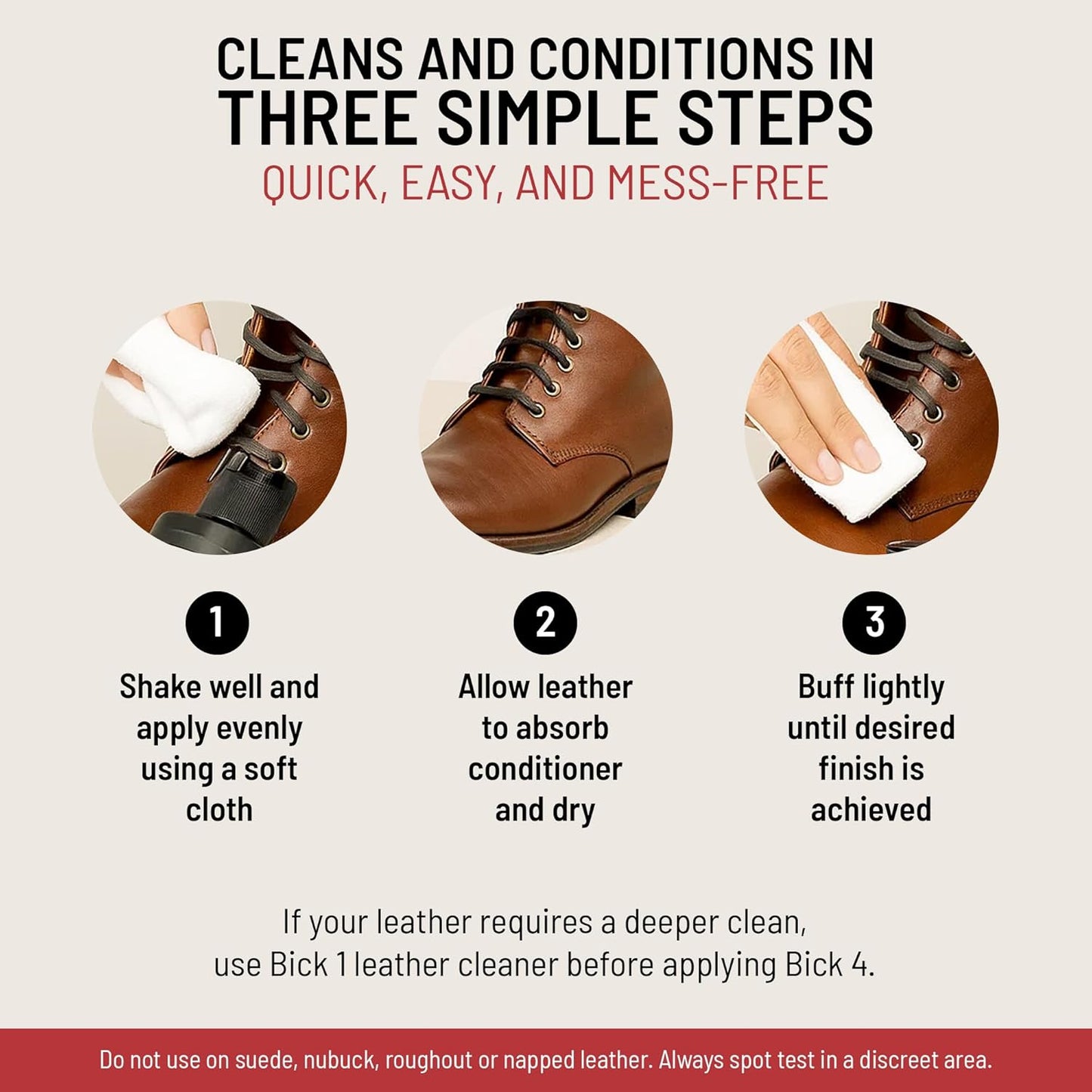 Bickmore Bick 4 Leather Conditioner and Leather Cleaner 16 oz - Will Not Darken Leather - Safe For All Leather Apparel, Furniture, Jackets, Shoes, Auto Interiors, Bags & All Other Leather Accessories