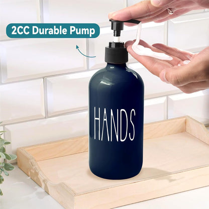 COHOSEGE Glass Soap Dispenser Set 2 Pack,Contains Hand and Dish Soap Dispenser.Premium 16 Oz Black Kitchen Soap Dispenser Set for Kitchen Sink and Farmhouse Decor
