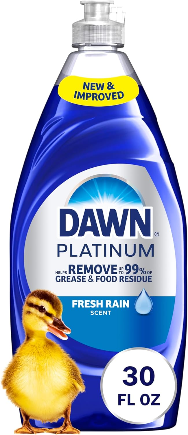 Dawn Platinum Dish Soap, Fresh Rain Scent Liquid Dishwashing Detergent, Powerful Dawn Dish Soap for Tough Grease Removal, 13 oz