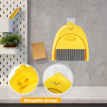 Small Broom and Dustpan Set,1pc Dust Pan and Brush Set,Cute Little Yellow Hand Mini Broom and Dustpan Set,Small dust pan Mini for Tabletop Debris,Keyboards&Clean Pet Cages Guinea Pig Cage(Chick)
