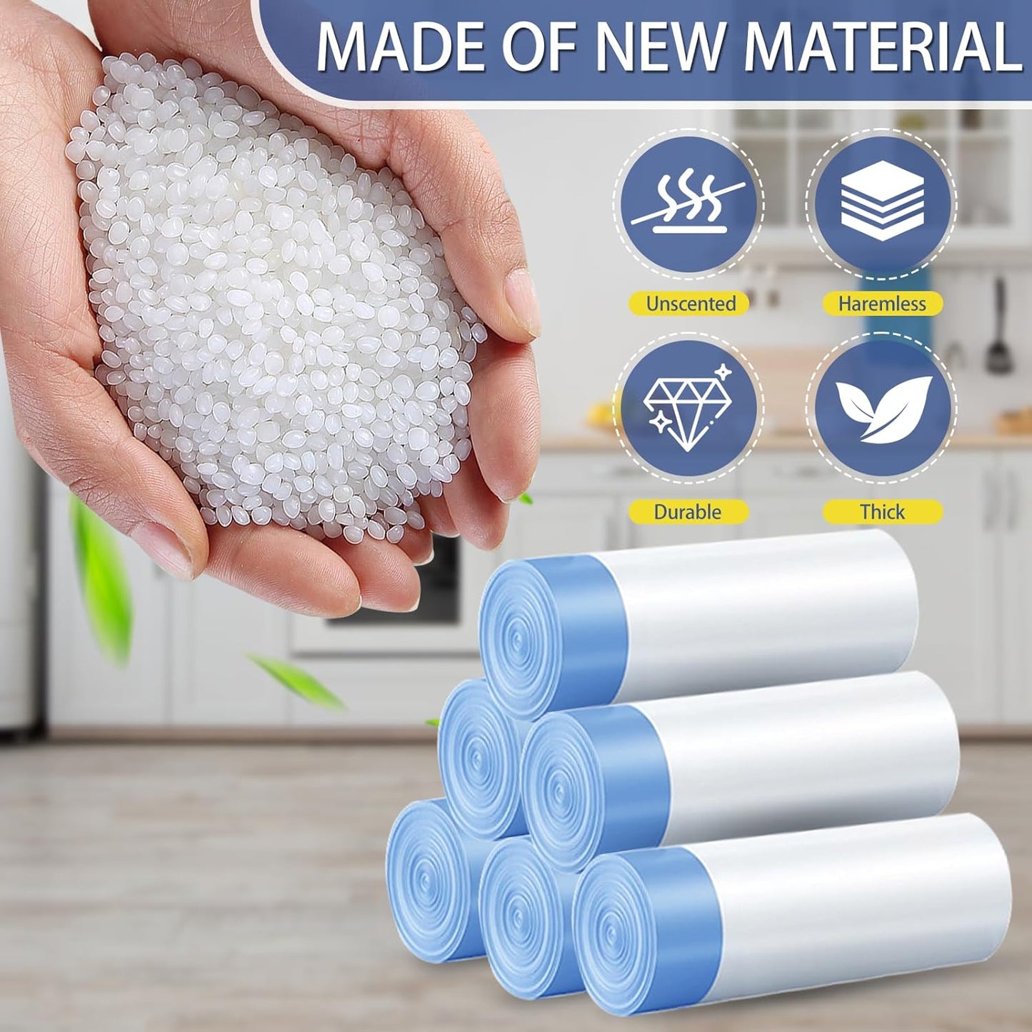 3 Gallon Trash Bags Drawstring 0.96 Mil - 120 Count 12 Liter Small Garbage Bags for Bathroom, Strong White Unscented Plastic Wastebasket Bin Liners for Toilet Office and Bedroom