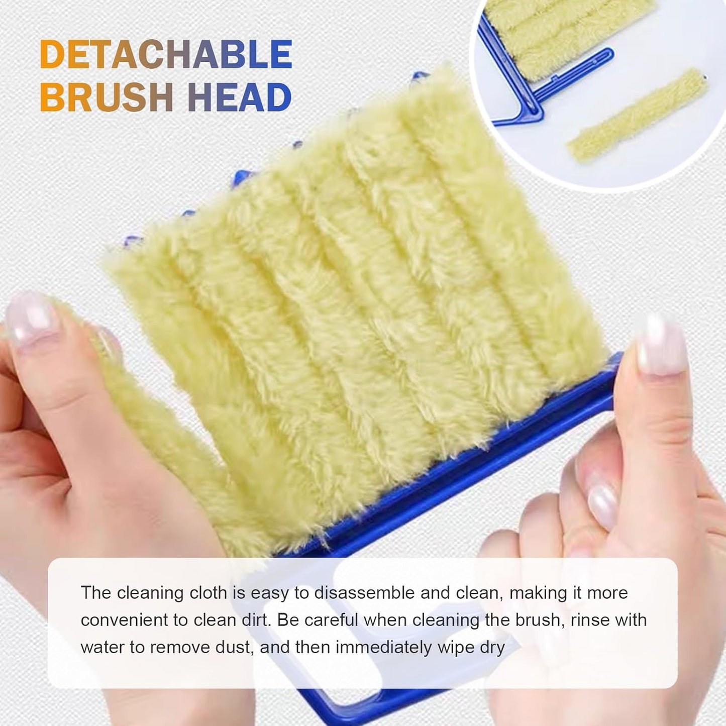 WZP 2PCS Blind Cleaner Duster Tool, Mini 7 Fingers Air Vent Cleaners, Handheld Washable Blind Cleaner for Blinds, Air Conditioner Vents, Fans Vents (Orange & Blue)