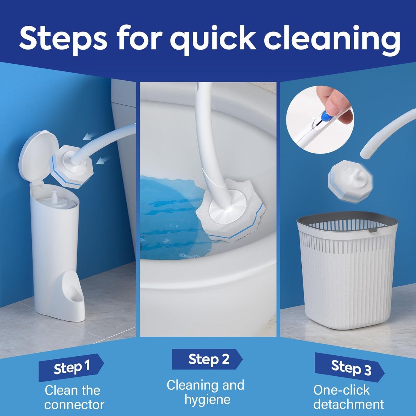 50 Pcs Disposable Toilet Cleaner Refill Pads, Universal Toilet Bowl Brush Replacement Heads, Durable Deep Cleaning Refills, Fresh Scent Bathroom Cleaning Supplies