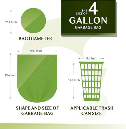Compostable Trash Bags - FORID 13 Gallon Tall Kitchen Garbage Bags 80 Count Unscented Trash Can Liners 55 Liter Medium Wastebasket Bags for Bathroom Home Bedroom Office Garbage Can (5Rolls/Green)