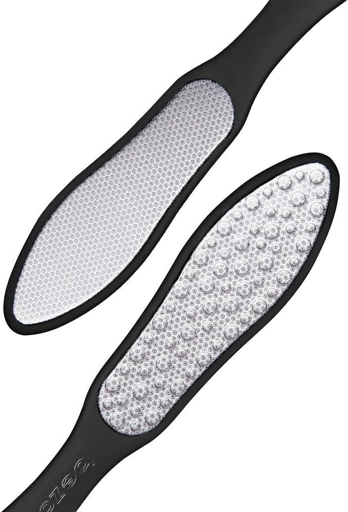 BEZOX Foot File Callus Remover, Double Sided Foot Scrubber for Dead Skin, Stainless Steel Pedicure File for Cracked Heel W/Cloth Storage Bag & Gift Box