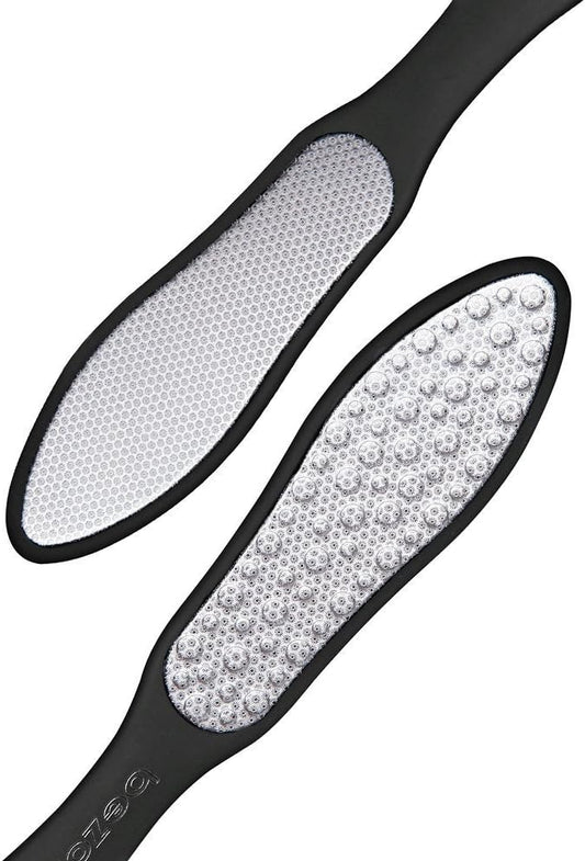 BEZOX Foot File Callus Remover, Double Sided Foot Scrubber for Dead Skin, Stainless Steel Pedicure File for Cracked Heel W/Cloth Storage Bag & Gift Box