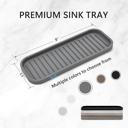 Silicone Sponge Holder Kitchen Sink Organizer Tray Dish Caddy Soap Dispenser, Scrubber Spoon Holder,Dishwashing Accessories 2 Pack (White)