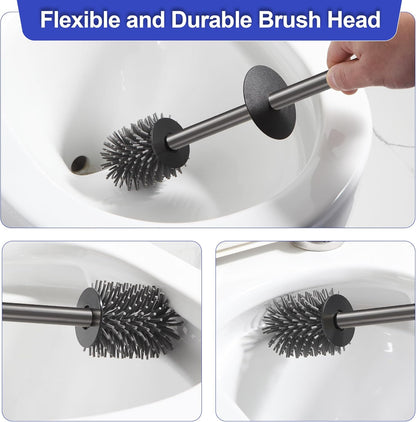 BVL Toilet Brush and Hoder Set Brushed Gold Freestanding for Bathroom