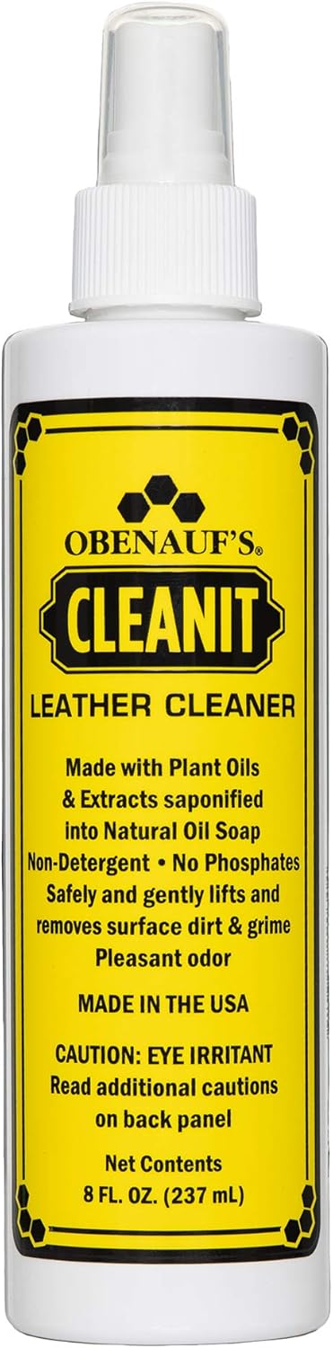 Obenauf's Cleanit Leather Cleaner - Natural Plant Oil Leather Cleaner for Boots, Furniture and Car Interior - Safe and Gentle Non-Detergent Oil Liquid Soap - Ready-to-use 8oz Spray Bottle