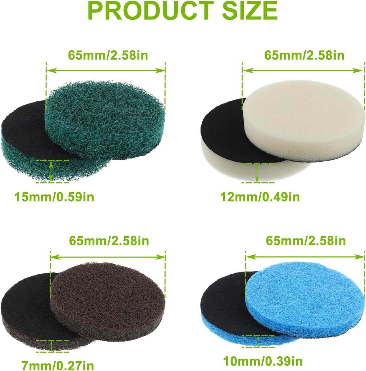 16pcs Kitchen Pads Power Scrubber Pads Set Electric Scrubber Replacement Scouring Pads fit for Dremel Versa Scouring Pads,Green