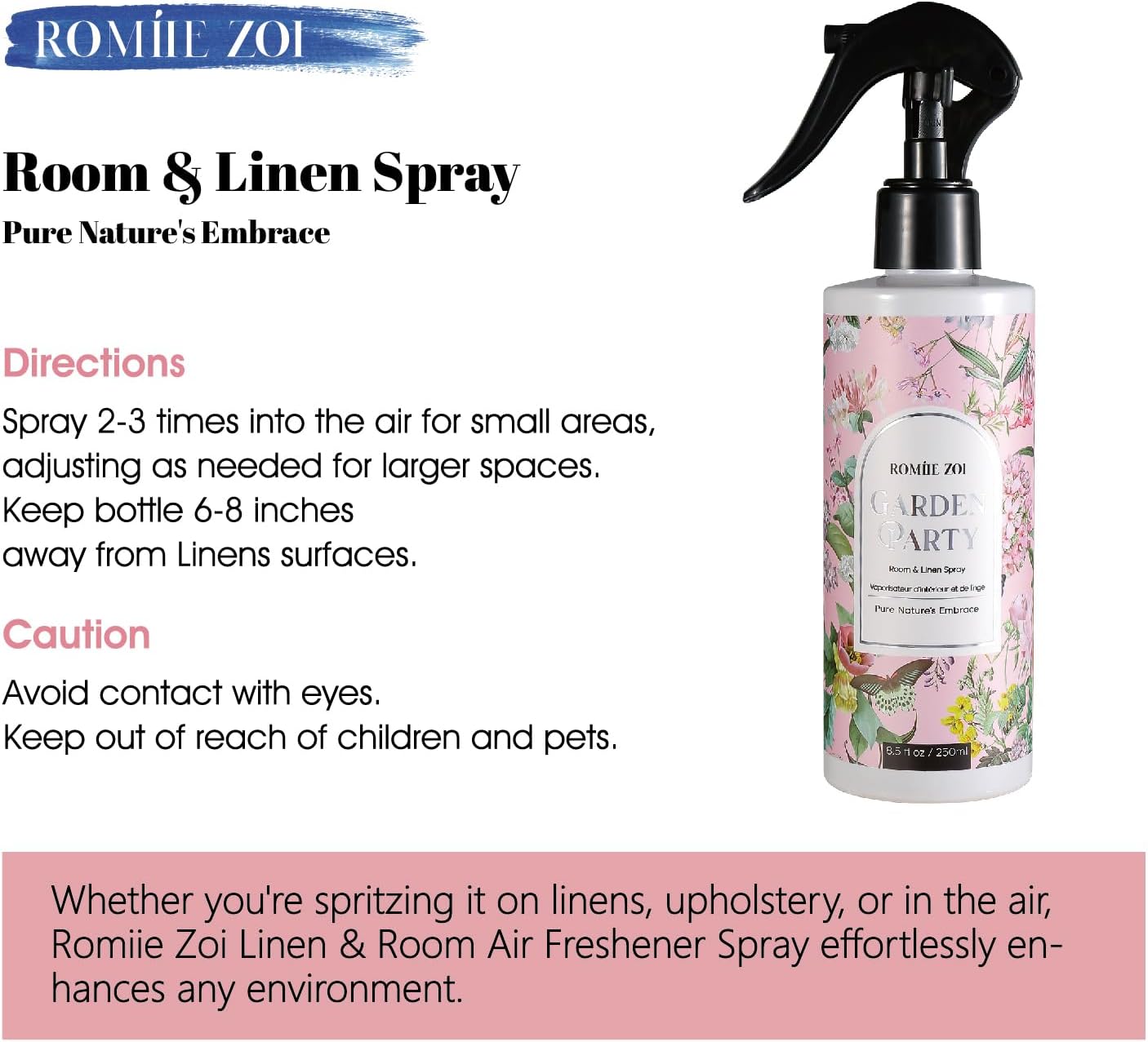 ROMIIE ZOI Room Spray Lemon, Air Freshener Spray Made with Natural Plant Extract, Scented Room Spray for Home Fragrance Fabric Spray Freshener 8.5 FL OZ