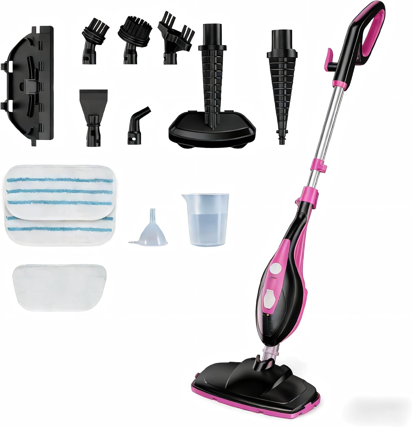 OLIXIS 10-in-1 Steam Mop, 1550W Detachable Handheld Steam Cleaner for Floor Cleaning, 16FT Cord, 2 Washable Pads, Multi-Purpose Floor Steamer for Hardwood, Carpet, Tile, Grout, Windows, White Green