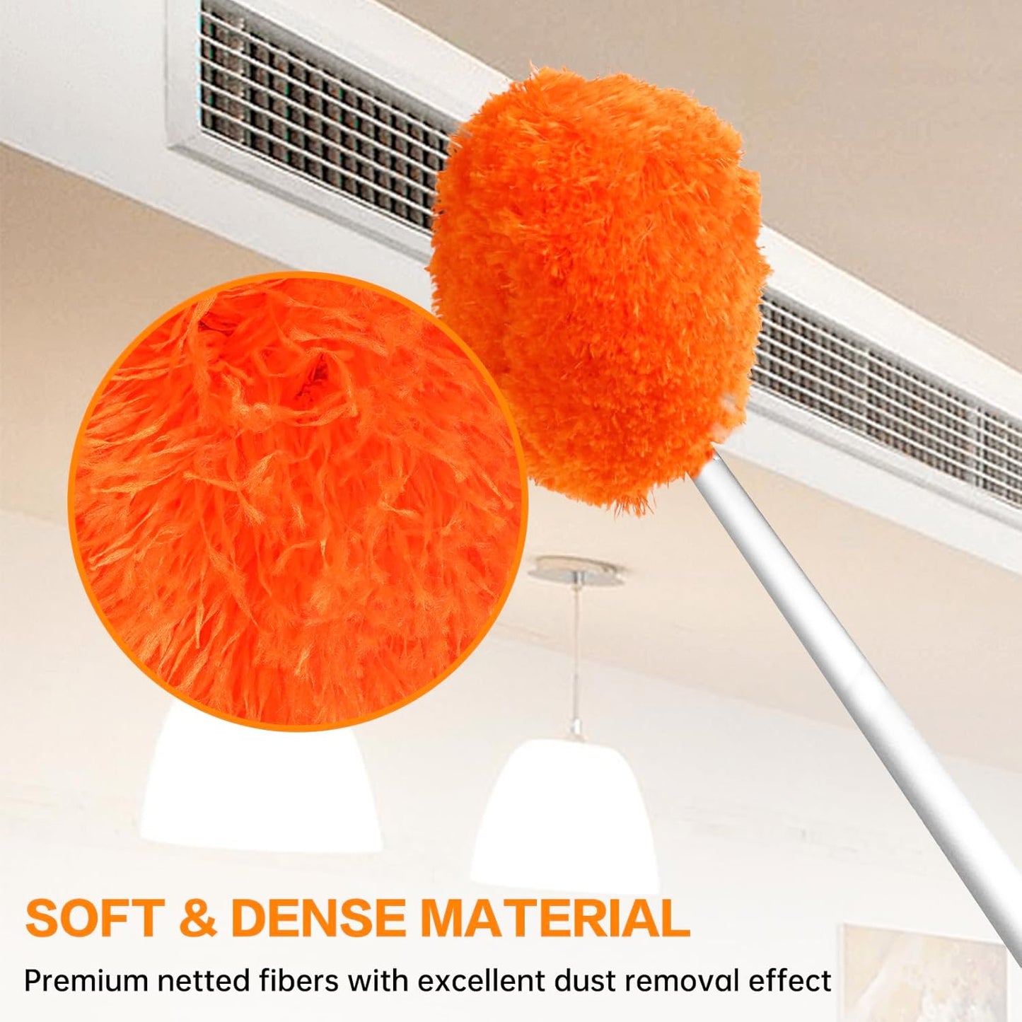 Ceiling Fan Cleaner Duster Reusable Microfiber Ceiling Fan Blade Cleaner Removable Duster with Extension Pole Adjusts 13 to 49.7 Inch for Cleaning Walls Bookshelves Furniture Door Window Top (Blue)