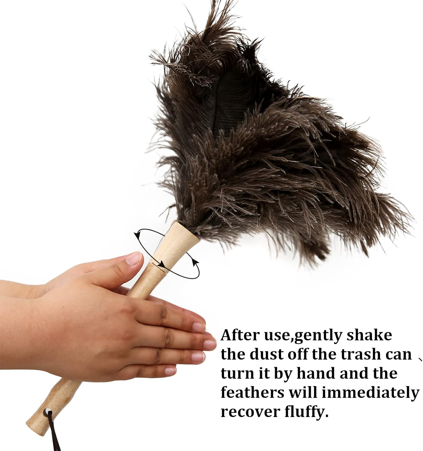 Retractable Ostrich Feather Duster for Cleaning, Fluffy and Natural Feather Duster with Retractable Handle， Reusable Eco-Friendly Handheld Cleaning Supplies (15 inch)