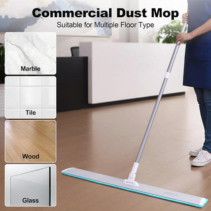 JOYMOOP 18 Inch Dust Mop for Hardwood Floors, Heavy Duty Industrial Wet Dry Mops with Telescopic Handle, Includes 5 Microfiber Mop Pads