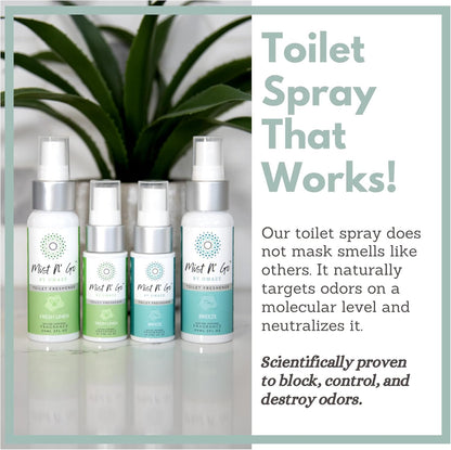 Mist N’ Go by Omaze Travel Bathroom Spray for Toilet Spray Odor Eliminator - Travel Toilet Spray for Bathroom Air Freshener Spray for Bathroom Deodorizer - Clean Mix, Travel Size (1oz x2)