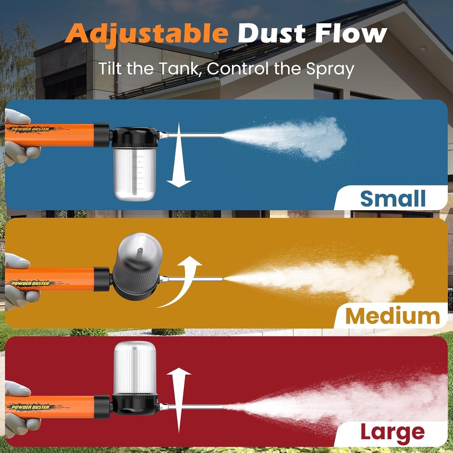 Diatomaceous Earth Powder Duster with Adjustable 4FT Rod, Adjustable Output Pump, 250ml Large Capacity Tank & Clog-Free Design, Powder Dispenser for Indoor/Outdoor Gardening