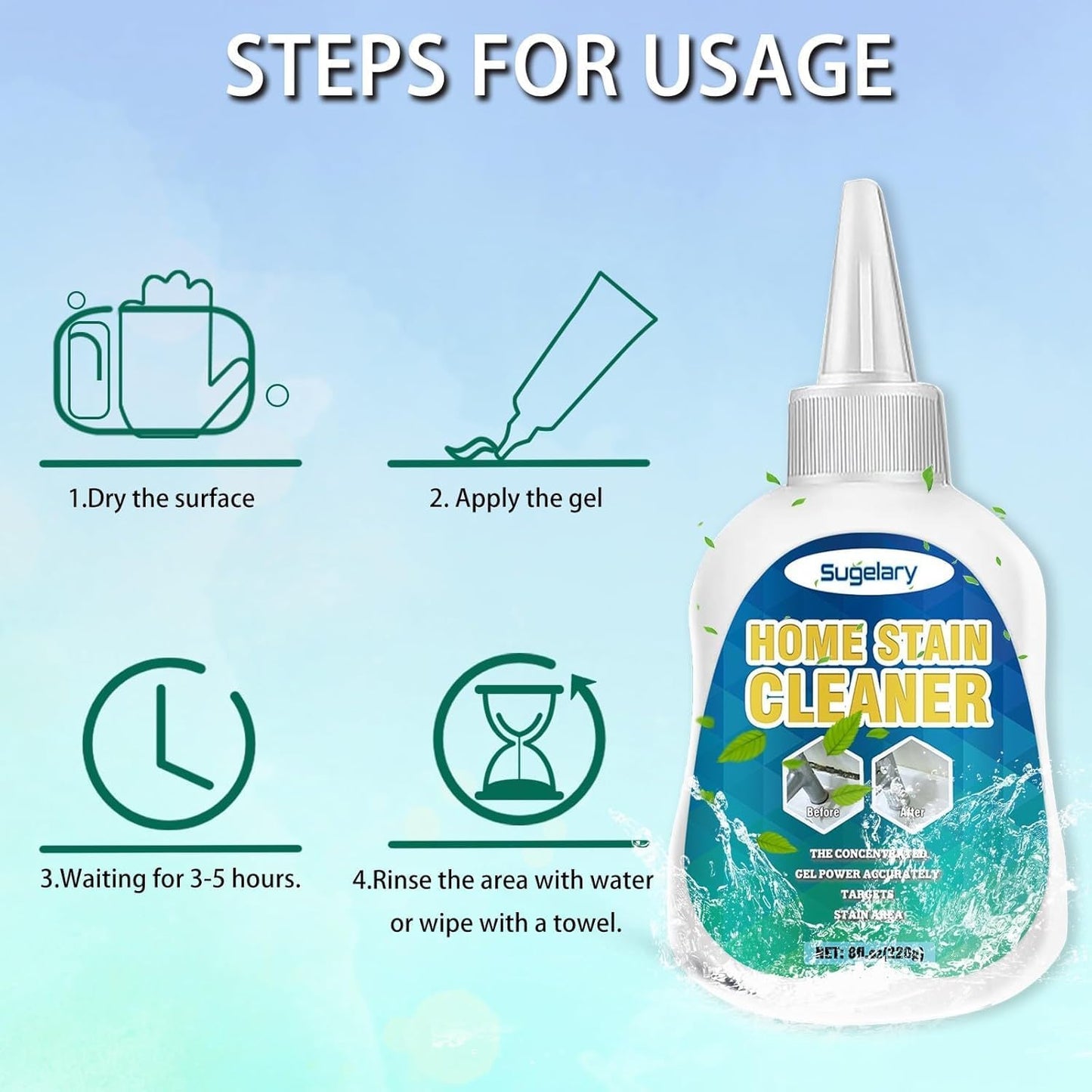Sugelary Mold Stain Cleaner Gel, 16 Fl Oz Washing Machine Cleaner for Front Loader Seal, All-Purpose Gel for Home Use on Bathroom Grout, Sink, Shower and Caulk
