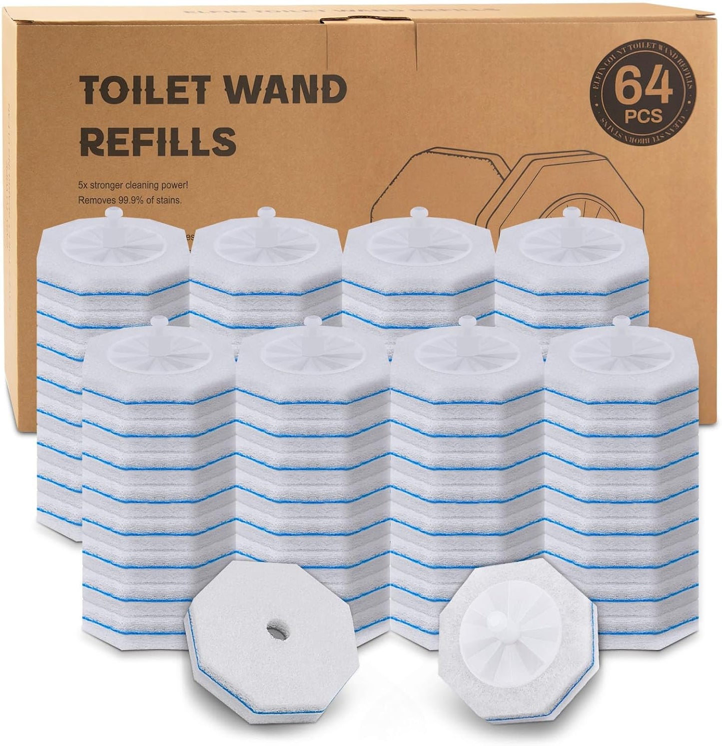 36 Count Toilet Wand Refills Compatible with Clorox Toilet Wand, Disposable Toilet Brush Heads, 5X Cleaning Power, Tear-Resistant, Fresh Scent