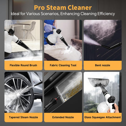 TICYACK Handheld Steam Cleaner, Steam Cleaner with 16 PCS Accessory & Safety Lock, 500ML Capacity, Multi-Surface Deep Cleaning for Home, Car, Bathroom, Grout, Floor, Window (White)