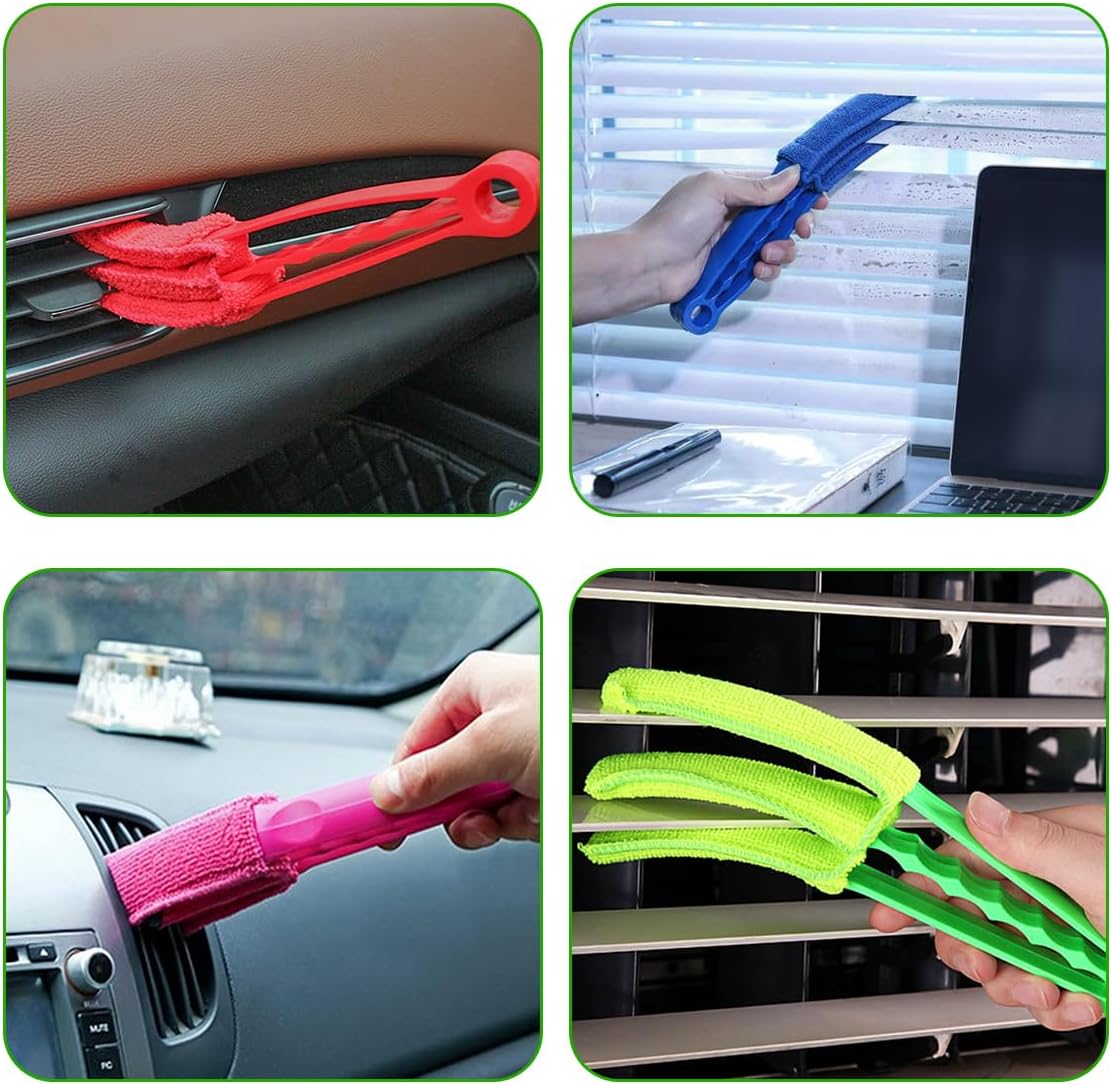 DXNQ 2 PCS Blind Cleaner Duster Tool, Window Venetian Hand-held 7 Finger Dusting Cleaner Brush, Blinds Cleaning Brush Tool for Window Shutters Air Conditioner, Car Accessories (Orange+Yellow)