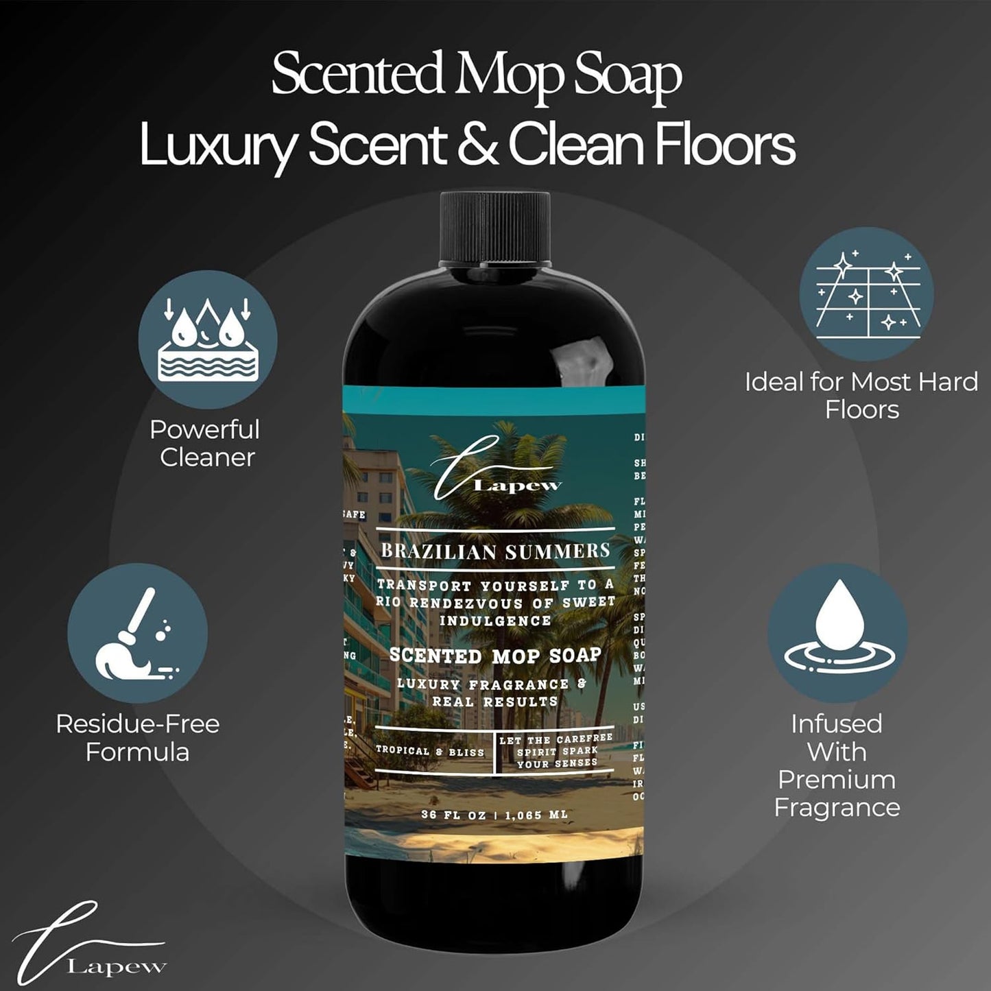 Lapew Black Sea Scented Cleaning Bundle | Carpet Deodorizer Powder (16 oz) & Mop Soap Concentrate (36 oz) | Pet-Friendly Odor Eliminator - Colors A