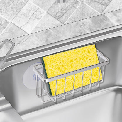 SHFKS Sponge Holder for Kitchen Sink Suction,Kitchen Sink Sponge Holder,Sink Caddy, Soap Holder,Bathroom,Scrubbers (Black)
