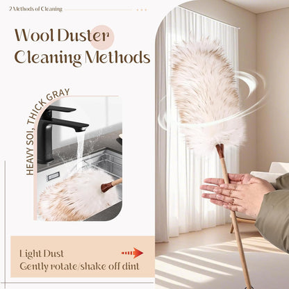 THARAHT 2PCS Ostrich Feather Duster 16 Inch Fluffy Natural with Wood Handle Reusable Washable for Cleaning Keyboard,Home,Car,Office Ostrich Feather Duster