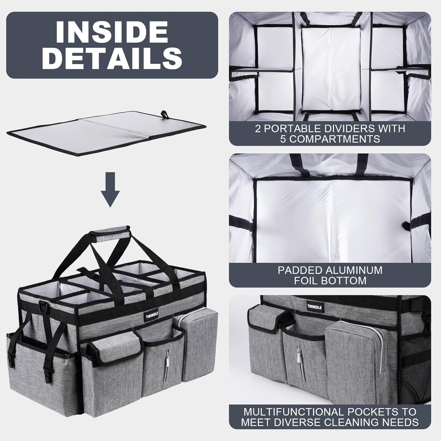 Extra-Large Wearable Cleaning Caddy With Detachable Divider,Cleaning Caddy For Cleaning Supplies Large Cleaning Supply Caddy With Adjustable Shoulder Strap & Waist Belt For Cleaners