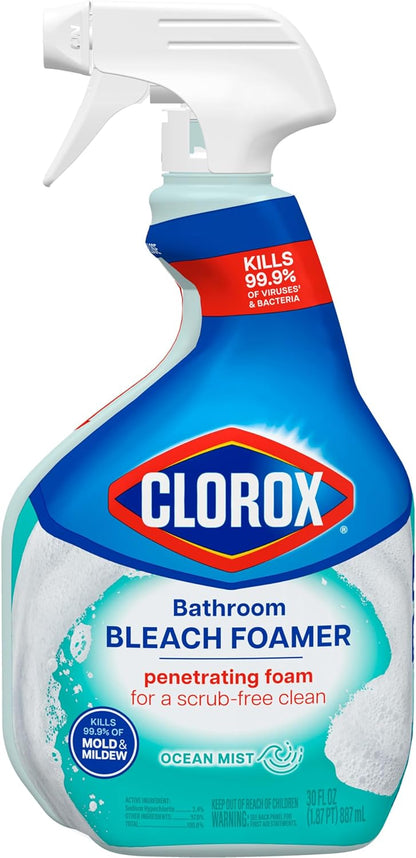 Clorox Disinfecting Bathroom Foamer with Bleach Original, 30 Ounce Spray Bottle (Package May Vary)