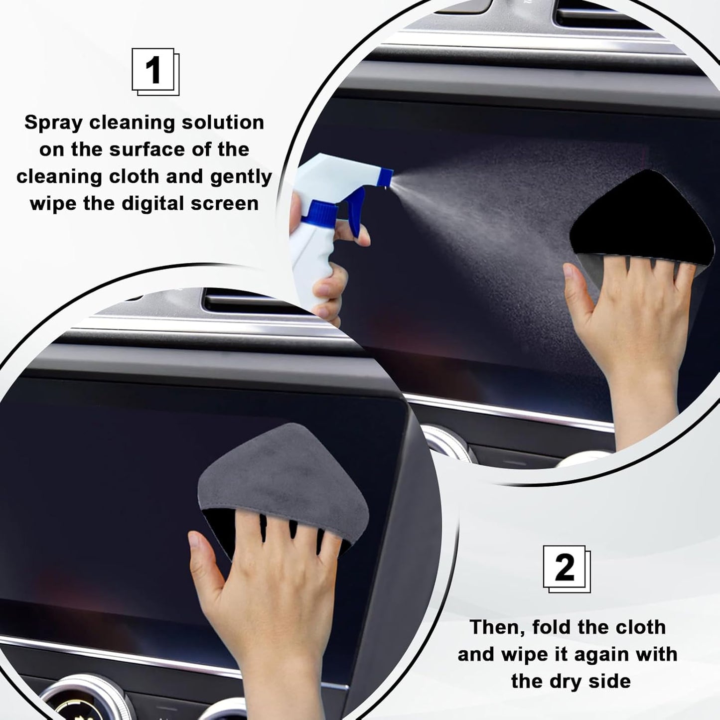 Car Screen Cleaner, 4.1''×4.1'' Microfiber Dashboard Wipes, Square Microfiber Cloth, Car Display Wipes,Vehicle Screen Cleaner Tool universal for Car Dashboard Car Display Car Interior Tools (Black)