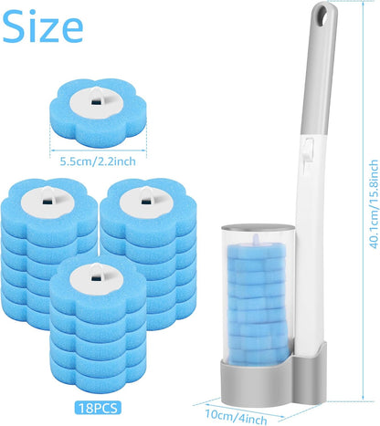 24pcs Toilet Brush Refills Replacement Sponge Heads for Toilet Bowl Cleaner Wand Hygienic Scrubbing Pads Deep Cleaning No Handle