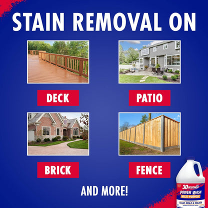 30 SECONDS Pressure Washer Concentrated Cleaner – Power Cleans Stains from Algae, Mold & Mildew, Dirt, Grime – Makes up to 20 Gallons