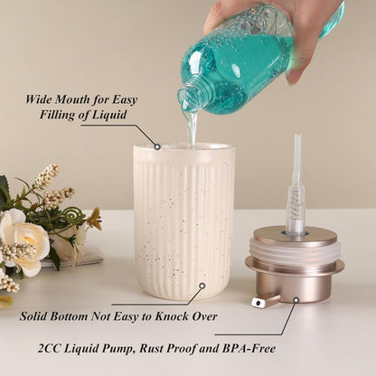 BosilunLife Dish Hand Soap Dispenser - Liquid Pump Soap Dispenser for Bathroom Decro 12oz Ceramic Kitchen Dish Dispenser with Rust-Proof Liquid Pump Modern Refillable Lotion Bottles