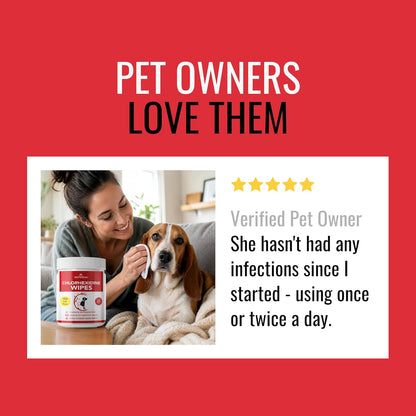 NOVEHA 120PCs XL Formulated Pet Wipes for Dogs & Cats - Safe for Facial & Finger Folds, Underarms, Groin, Hot Spots, Redness & Skin Relief, On-the-Go Size 5.5" x 7"