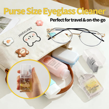 2-Pack Eye Glasses Cleaner Spray, Travel-Sized Screen Cleaning Kit with Touchscreen Mist for iPhone, Sunglasses, Computer, Laptop Screens, Phone Electronics with Eyeglass Cloth and Case Lid - Hatstart