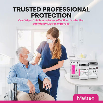 Metrex CaviWipes1 Surface Disinfectant Towelettes – Durable Non-Woven Disinfecting Wipes for Hard, Non-Porous Surfaces, Pre-Saturated with CaviCide1 – 6" x 6.75", 160 Wipes per Canister (Pack of 1)