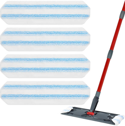 Mop Replacement Pads for Ocedar H2prO Flat Mop System, Mop Handle Mop Refills for O-Cedar H2pro Flat Mop System, Include 4 Pack Mop Pads and 4-Section Mop Handle for Ocedar H2 Pro Mop