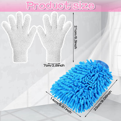 Potchen 6 Pcs Microfiber Dusting Mitt Gloves for Plants Washable Dusting Gloves for House Cleaning Furniture Car Washing