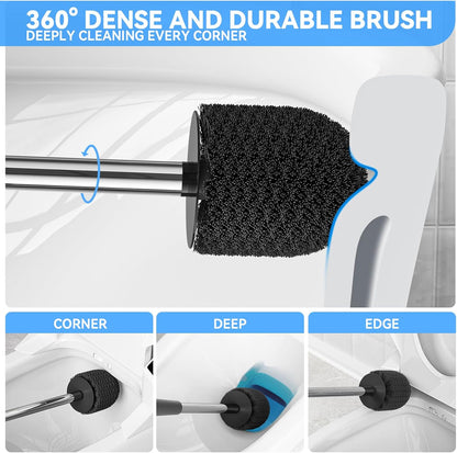 TRENTI Toilet Brush, Toilet Brush and Holder Set, Bristles Toilet Bowl Brush Head with Ventilated Holder, Wall Mounted Compact Toilet Brush Set for Bathroom Deep Cleaning (1, White)