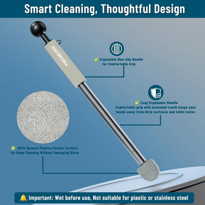 Pumice Stone Toilet Bowl Cleaner,16.7Inch Toilet Pumice Stone with Handle Cleans Hard Water Ring Calcium Buildup&Stains for Toilet Bath Kitchen Household Cleaning (Grey)
