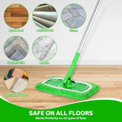 6 Pack Reusable Microfiber Mop Pads Compatible with Swiffer Sweeper, Dry Sweeping Cloths & Wet Mopping Cloths, Washable Mop Pads for Surface/Hardwood Floor Cleaning