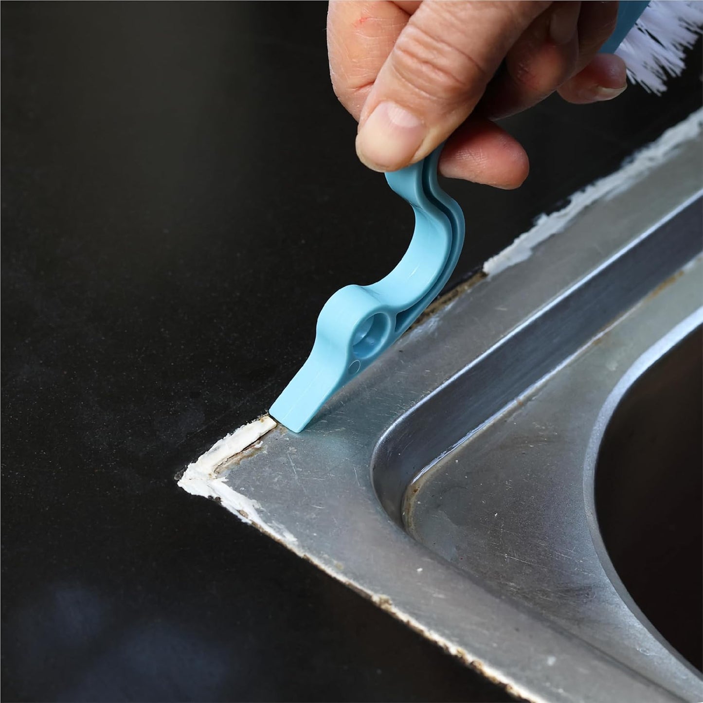 Slick- Window Track Cleaning Brush, 2 Pack, Blue Ergonomic Handle, Built-in Scraper, Multipurpose, Window Track Cleaning Tools